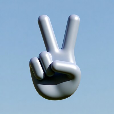 3D Gray Peace Sign Hand