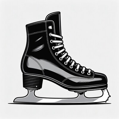 Black Ice Skate Boot Illustration