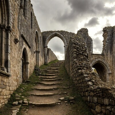Stone Steps in Gothic Ruins