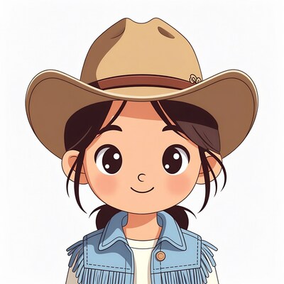 Asian girl in cowboy hat