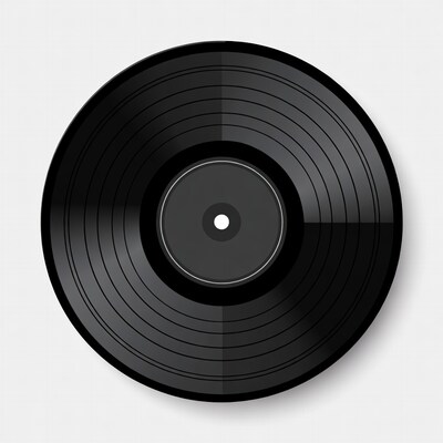 Black vinyl record top view