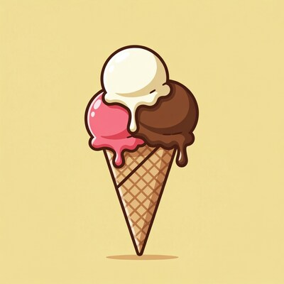 Triple Scoop Ice Cream Cone