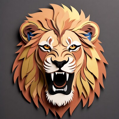 Roaring Lion Paper Cutout