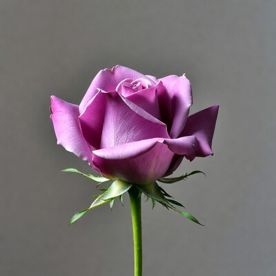 Purple rose on gray background