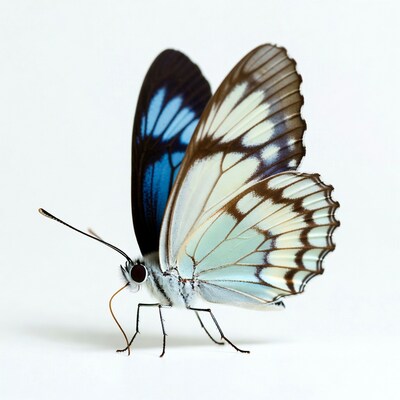 White butterfly with blue wings