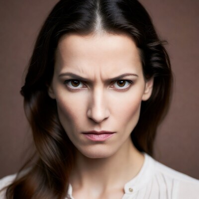 Woman with angry intense stare