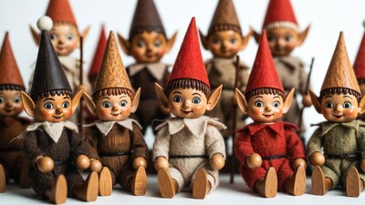 Wooden gnomes with colorful hats