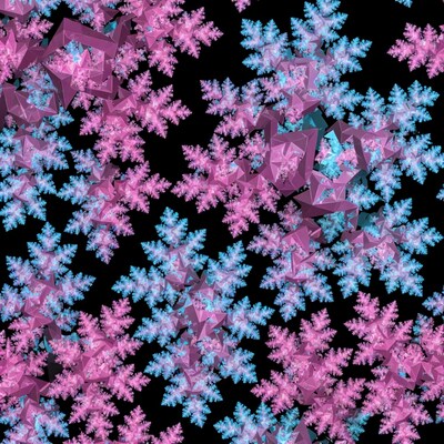 Pink Blue Fractal Snowflake Pattern