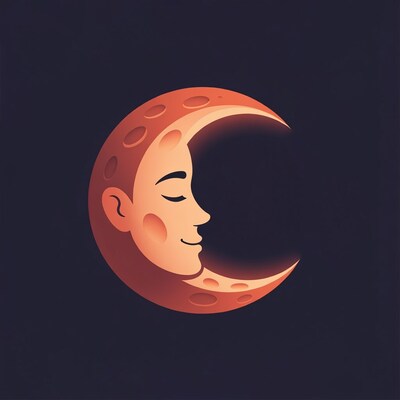 Smiling Face Crescent Moon Illustration
