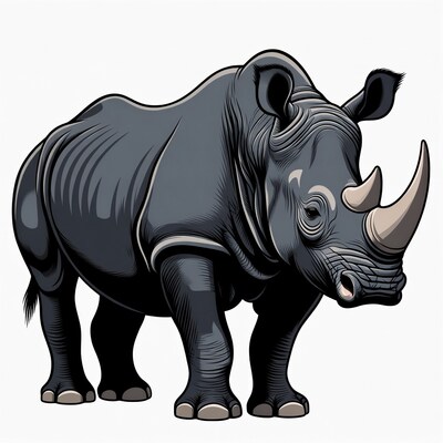 Cartoon Rhino on White Background