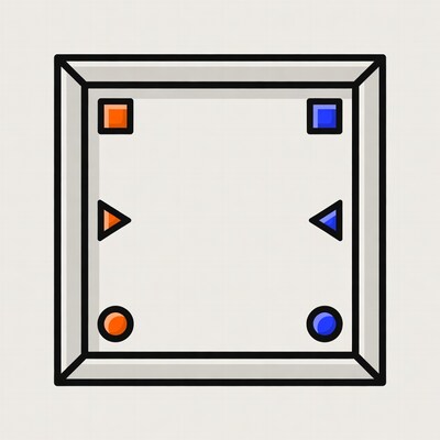 Frame with orange blue shapes