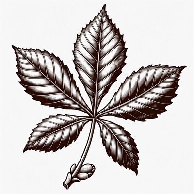 Horse chestnut leaf illustration
