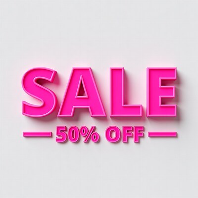 Pink 50% Off Sale Text