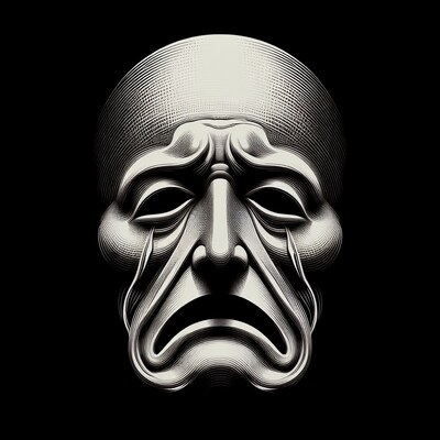 Crying Tragedy Mask Illustration