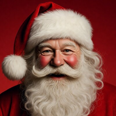 Smiling Santa Claus on red background