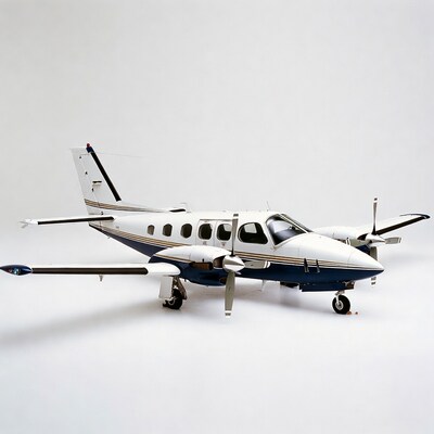 White Beechcraft Baron airplane on white background