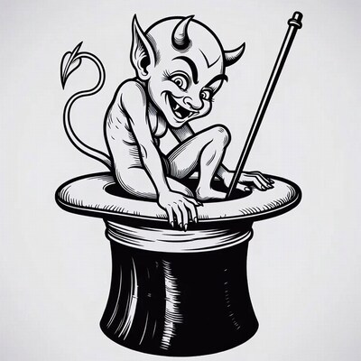 Imp emerging from top hat
