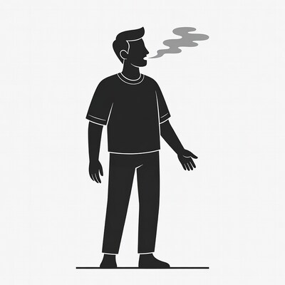 Man exhaling smoke silhouette