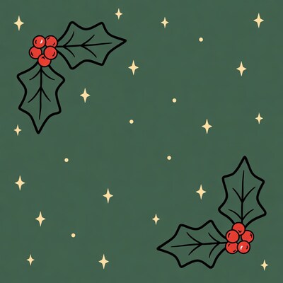 Holly Leaves with Berries Illustration