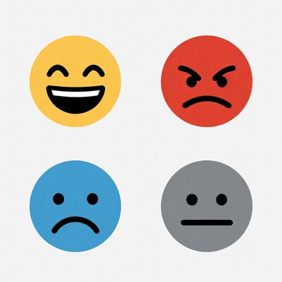 Four Emojis Happy Angry Sad Neutral