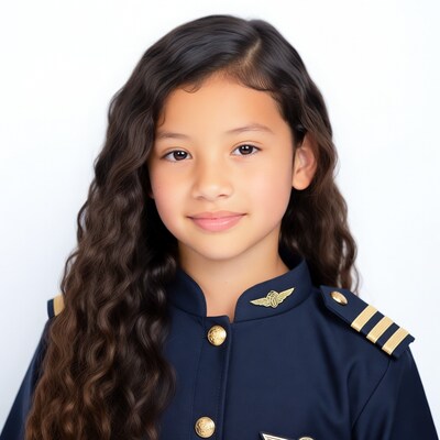 Asian girl in pilot uniform
