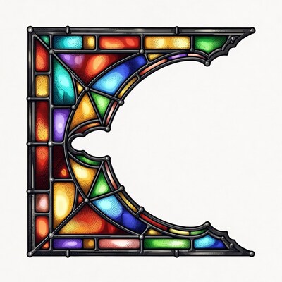 Colorful Stained Glass C-Frame Border