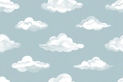 Watercolor clouds pattern on blue