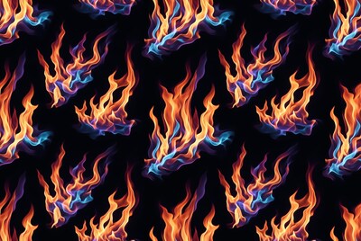 Neon Flames Pattern on Black