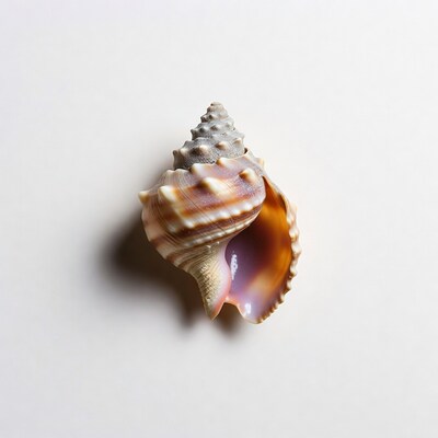Colorful conch seashell on white background