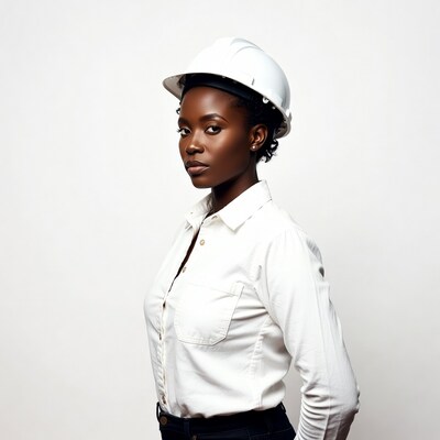 African-American woman in hard hat