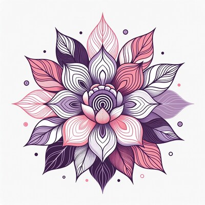 Purple Pink Lotus Flower Illustration