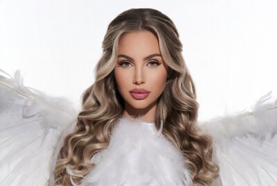 Blonde woman with angel wings