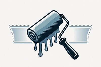 Paint Roller Dripping Blue Paint