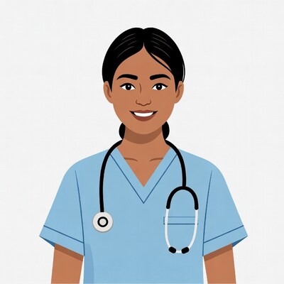 Smiling Asian nurse with stethoscope