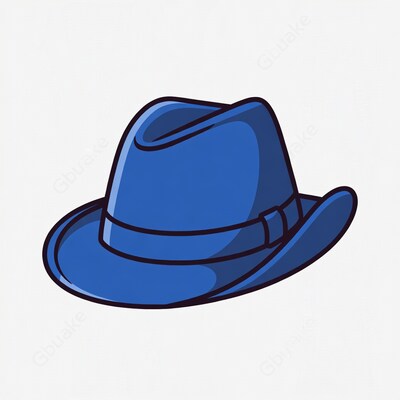 Blue fedora hat illustration