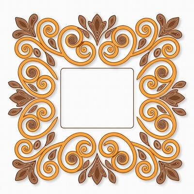 Orange Floral Ornament Frame