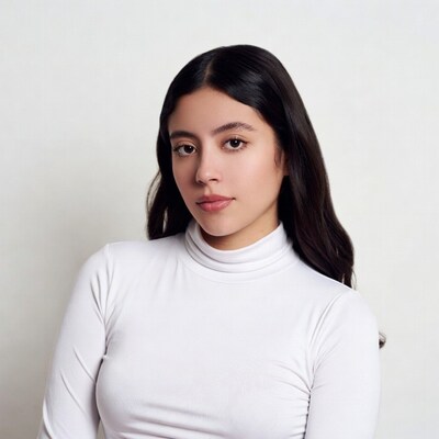 Latina woman in white turtleneck
