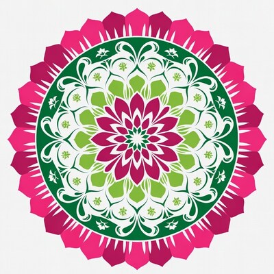 Pink Green Mandala Illustration