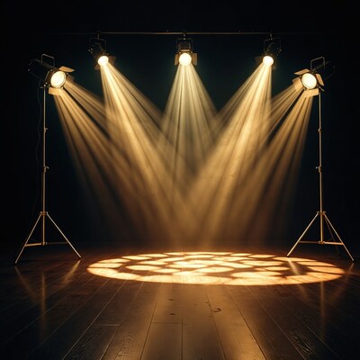 Spotlights Beaming on Empty Stage