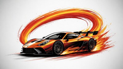 Orange Supercar with Fire Trails