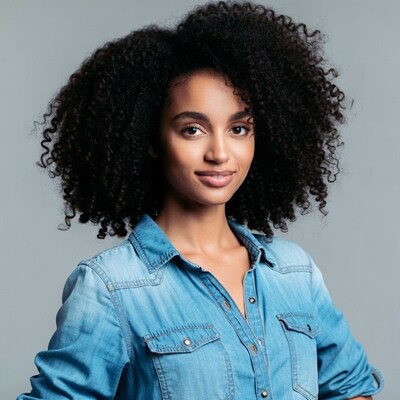 African-American woman with curly hair