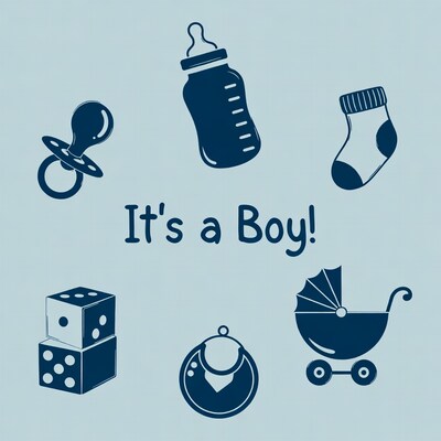 It's a Boy baby icons illustration