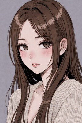 Anime girl with long brown hair