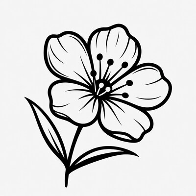 Black outline flower illustration