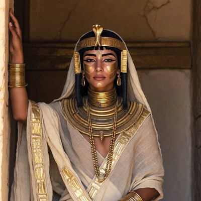 Egyptian Queen in Gold Jewelry