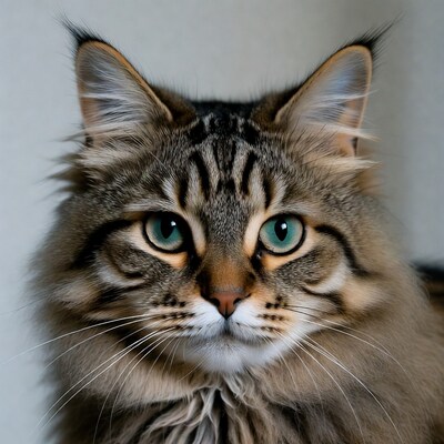 Closeup tabby cat green eyes