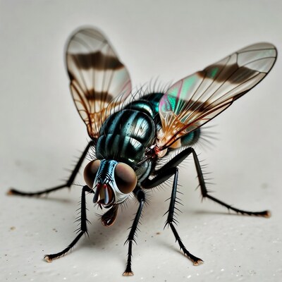 Closeup of iridescent green fly