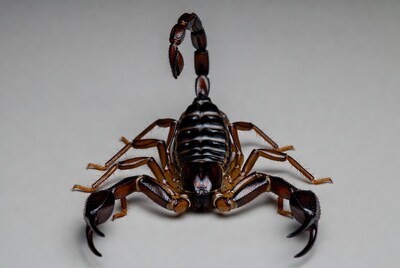 Brown Scorpion on Gray Background