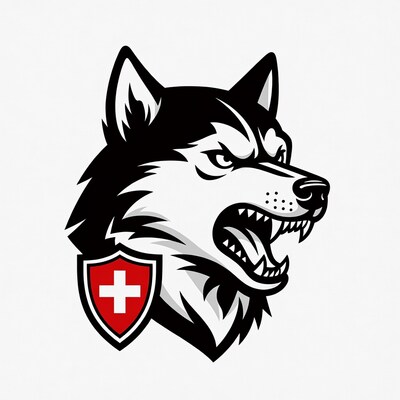 Roaring Husky with Swiss Flag Shield