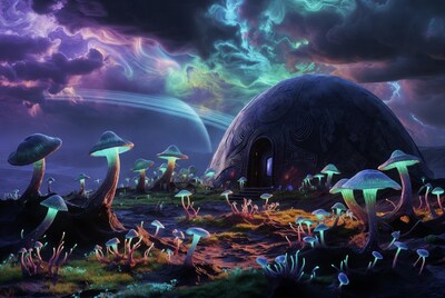 Glowing Mushrooms Around Alien Dome